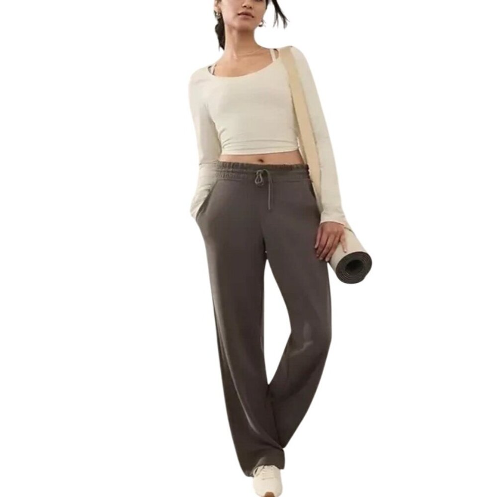 Athleta Brown Straight Leg Pants size Large Tall